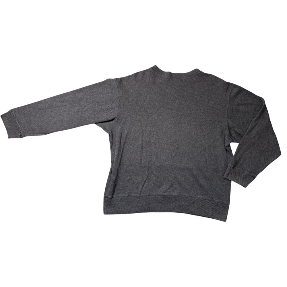 Stussy Mens XL Charcoal Grey Thermal Ribbed Crewneck Logo - Picture 2 of 8